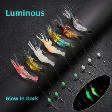 Fishing Shrimplike Artificial Silicone Lures with Sabiki Rig for Freshwater and Saltwater