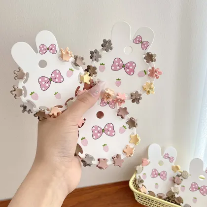 DOMOHO Kids' Bunny-Themed Hairpin Headpiece with Choppy Bangs and Daisy Flower