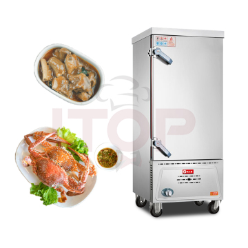 SUS Food Cooker Commercial Gas Rice Steamer Machine - 6/8/10/12/24 Trays