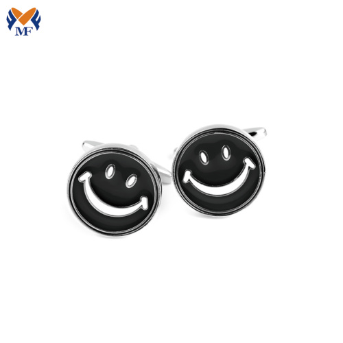 Metal new smile face cufflink back enamel black