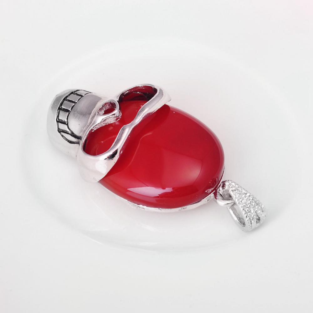 Pendentif crâne en pierre semi-précieuse en cornaline rouge