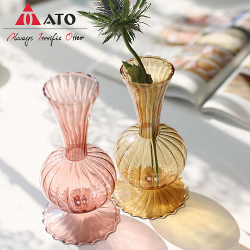 Творческие расклешенные полосатые красочные мини -прозрачные стеклянные вазы