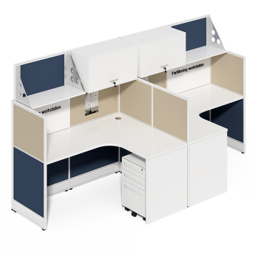 Modern 2-Person Office Cubicle Workstation with Storage