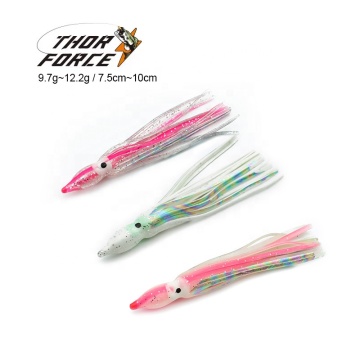 THOR FORCE Soft Lure 5pcs Packing Trolling Skirt - Glowing Squid & Octopus Sea Fishing Lures
