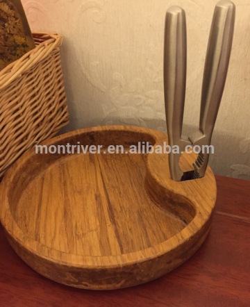 Bamboo nut cracker bowl set