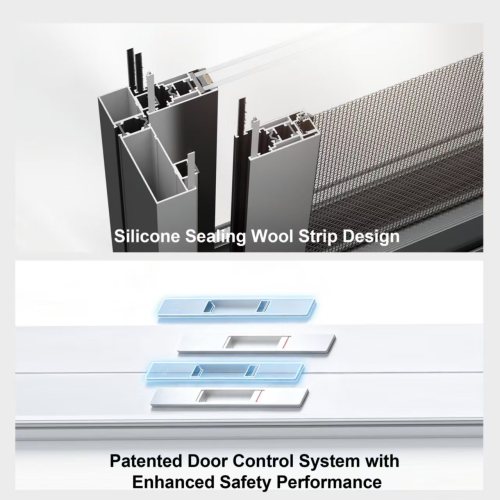 Ventana corrediza de aluminio con doble acristalamiento y pantalla