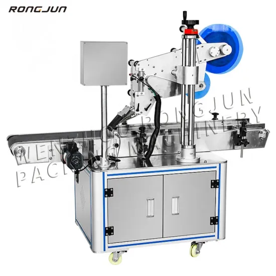 RJ-150L Labeling Machine: Square Bottle Top Surface Adhesive Stick Labels with Date Printing
