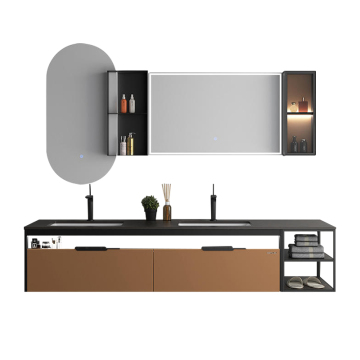 Modern Double Sink Bathroom Vanity Cabinet with Mirror