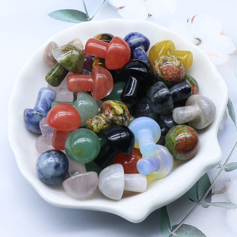 Escultura de champiñones de piedras preciosas mini mini curenización de champiñones chakra decoraciones pulidas para meditación de equilibrio en el hogar