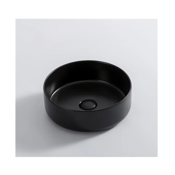 European Style Matte Black Ceramic Round Bathroom Sink