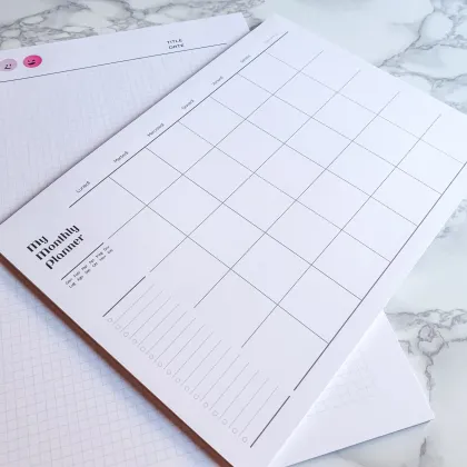 Undated Monthly Desk Calendar Planner Pad
