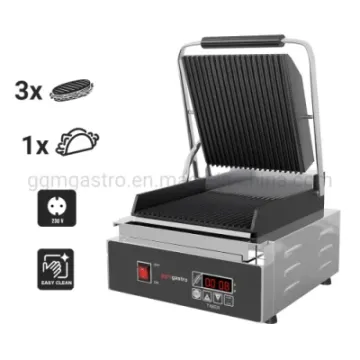 Commercial Kitchen Cooking Equipment Contact Grill - Grooved Above and Below Plates