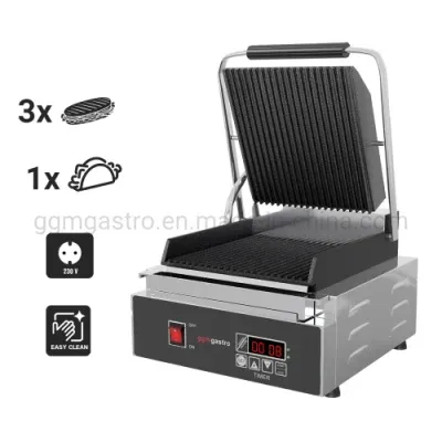Commercial Kitchen Cooking Equipment Contact Grill - Grooved Above and Below Plates