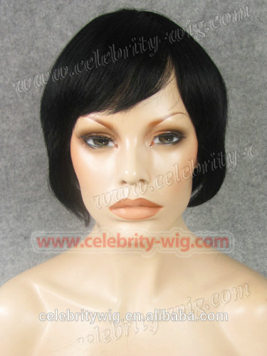 Cheap Short Jet Black 100% Human Hair Machine Made Wig