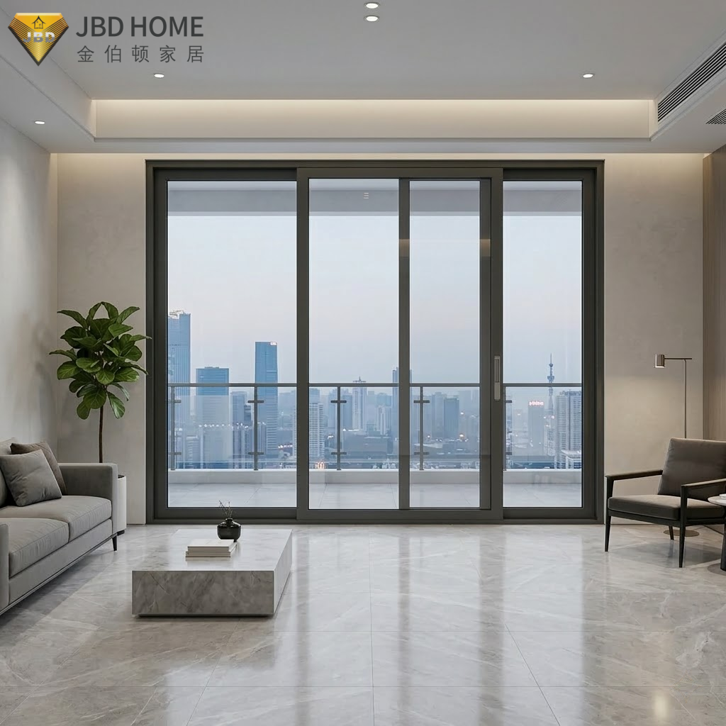 Porta scorrevule di cornice sottile minimalista in l'internu di penthouse high-end