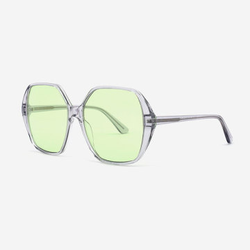 Fashion and retro polygon acetate Women's sunglasses
