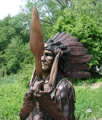 Hot Sale Bronze Indian Chief Statue with Spear for Garden Decoration
