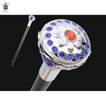 عصا للمشي مرصعة بالأحجار الكريمة الفضية