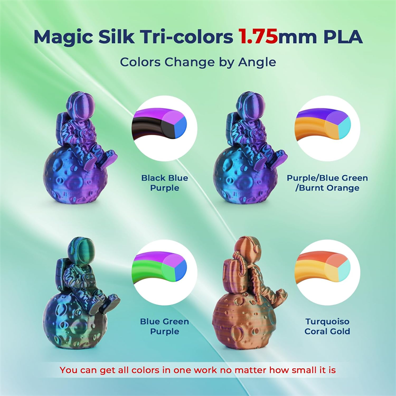 tri color silk pla filament