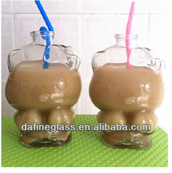 450ml/16oz clear glass hello kitty juice bottles