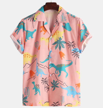 Customizable High Quality Men's Hawaiian Viscose and Rayon Polyester Shirts for Summer Leisure