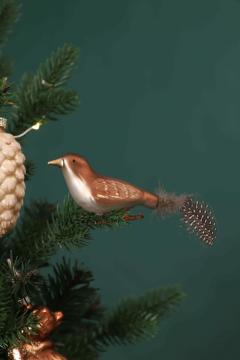 Autumn Glass Brid Decoration with Clip