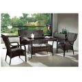 Rund Glass Outdoor Fritid Rattan Dining Set