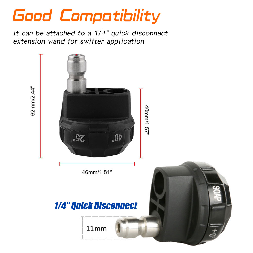 6 en 1 Consejos de lavadora a presión Boquilla Consejos de conexión rápida para lavado de automóvil 1/4 pulgadas Ventilador de ducha de rociado de columna de agua
