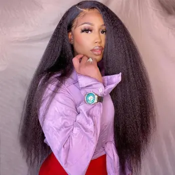 13×4 Lace Front Wigs Kinky Straight Hair Pre Plucked Virgin Human Yaki Hair Wigs Hd Transparent Lace Wig On Sale