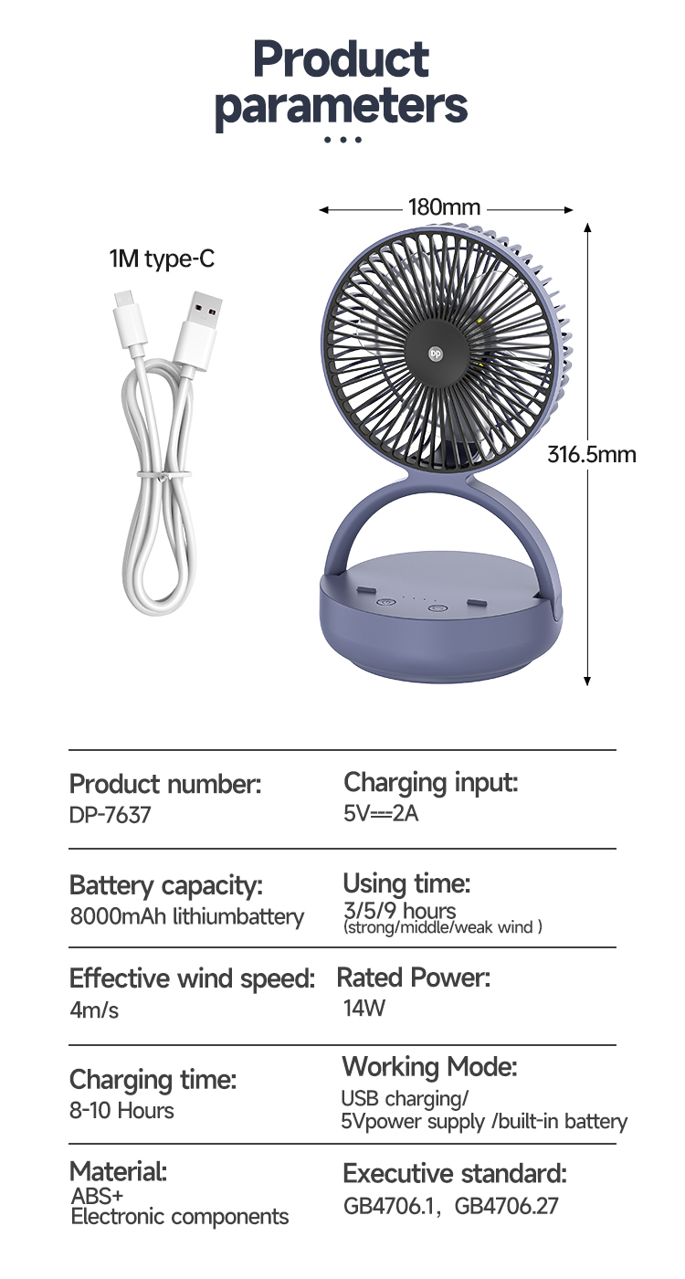 Rotating Mini Table Fan