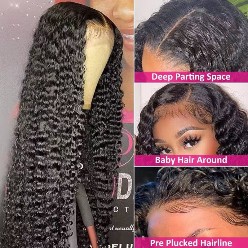 18 Inch 4×4 HD Lace Closure Deep Wave Wig 180% Density Glueless