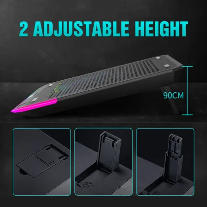 Havit RGB Laptop Cooling Pad with 3 Quiet Fans and Touch Control, Pure Metal Panel Portable Cooler for 15.6-17 Inch Laptop