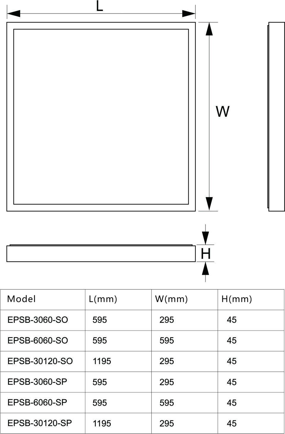 EPSB-S SIZE