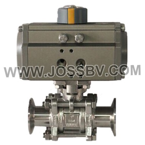 Sanitary 3-Piece Ball Valve Clamped With Actuator