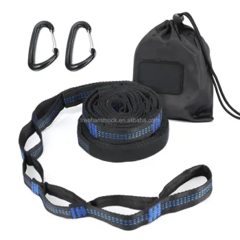 100% No Stretch Polyester Hammock Straps - 9ft Long with Loops for Tree Hanging - Adjustable Length