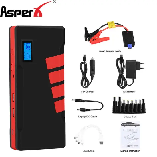 AsperX Jump Starter Car Booster Battery Starter Emergency Charging Device Car Large Power Bank 20000mAh Launcher for Car