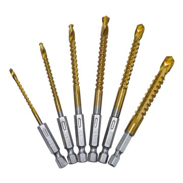 Bit bor shank hex 6pc diatur untuk lubang pucat melihat pengeboran pembuka (3/4/5/6/6.5/8mm)