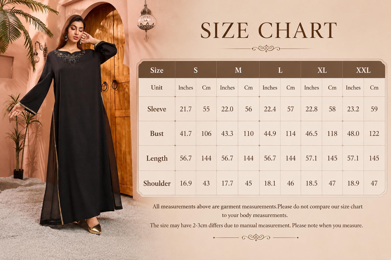 Minimalist Crystal Chiffon Panel Abaya