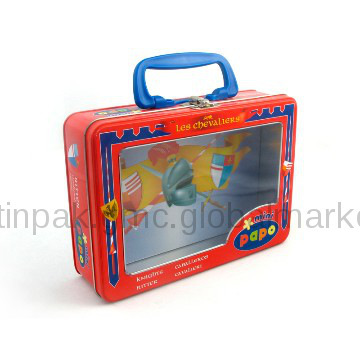 Large Metal Window Tin Box With Handle