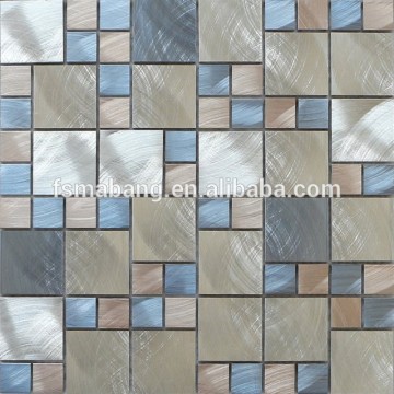 MBL5017 12"x12" Fashion Mixed Size Square Aluminum Mosaic Metal Peel and Stick Mosaic Tiles