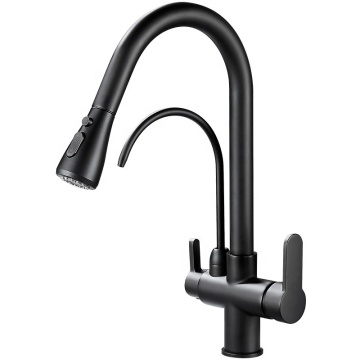Modern Brass Dual Handle Kitchen Faucet - Pull Out 360 Single Hole Sink Faucet for Factory Wholesale