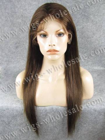 100% Indian Remy Brown Color aaaaa full top human hair lace wig celebrity wigs