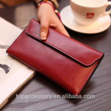 Fashion Simple Style Genuine Cowhide Leather Purse For Young Lady Wholesale