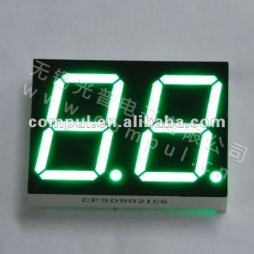 CPS08021DG, 0.80" Pure Green Dual Digits Seven Segment LED Digital Display