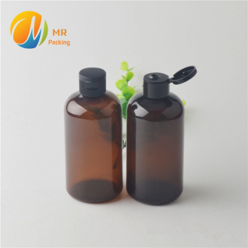 250ml Amber PET Bottles with Color-Coded Caps for Cosmetics Packaging