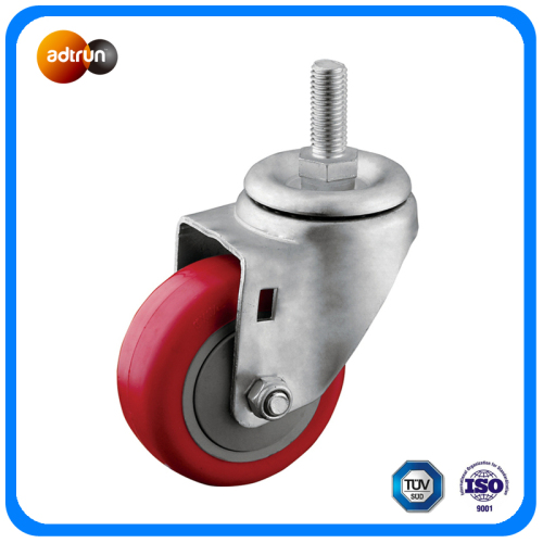 Màu đỏ PU Wheel đề gốc xoay Caster với Ball Bearing