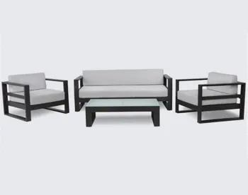 Black Waterproof Aluminum Garden Sofa Outdoor Furniture