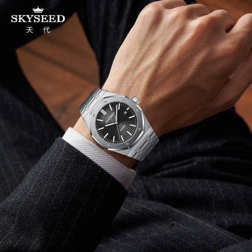 Jam tangan pria tren bisnis mekanis otomatis SKYSEED