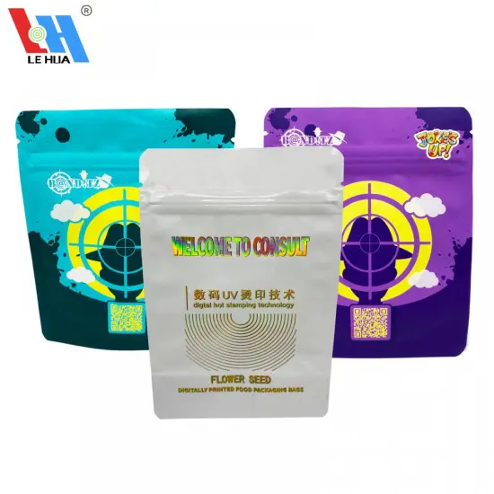 Child-proof 3.5g Holographic UV Mylar Bag