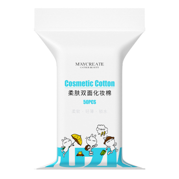 Private Label Soft Skin-Friendly Makeup Remover Cotton Pads (Set of 3, 50 PCS per Pouch)